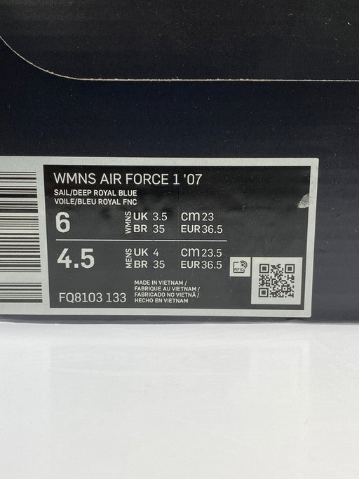 【中古美品】【レディース】 NIKE ナイキ WOMEN'S AIR FORCE 1 '07 FQ8103-133 ウィメンズ エア フォース 1 '07 スニーカー 靴 166-250318-yn-27-min サイズ：23.0cm US6 カラー：SAIL/DEEP ROYAL BLUE 万代Net店