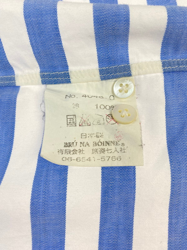 【中古品】【メンズ】 BRU NA BOINNE ブルーナボイン STRIPE SHIRT ストライプシャツ メンズ 長袖シャツ トップス 146-260410-KS-14-min サイズ：不明 カラー：ホワイト/ブルー 万代Net店