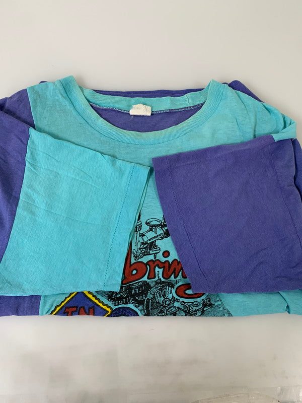 【現状渡し品】【メンズ】 NEW BODY ニューボディ PRINT TEE 70-80'S スプリング Tシャツ 70－80年代 半袖 メンズ トップス 146-250324-em-16-min サイズ：48 カラー：ブルー系 万代Net店