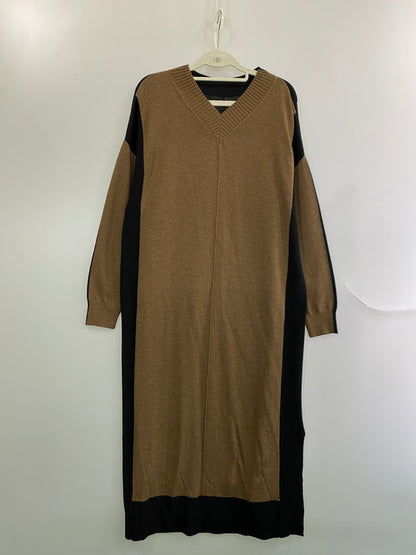 【中古美品】【レディース】 EN’DAY エンデイ バイカラー ニット ワンピース 8242-0214 レディース 170-251121-em-16-min カラー：ブラック/ブラウン 万代Net店