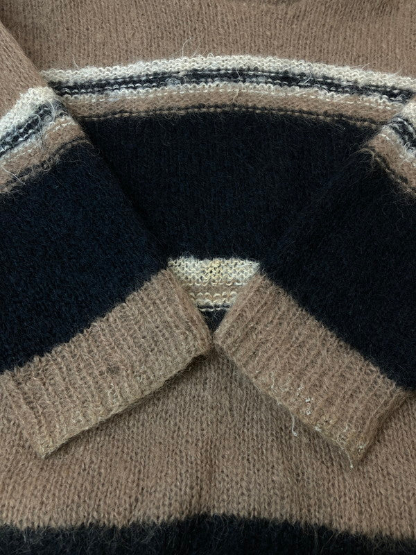 【中古品】【メンズ】 VINTAGE ヴィンテージ 推定60S MULTI BORDER MOHAIR KNIT ニット トップス 146-250326-ks-36-min サイズ：不明 カラー：ブラウン/ブラック/ホワイト 万代Net店