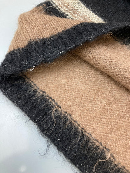 【中古品】【メンズ】 VINTAGE ヴィンテージ 推定60S MULTI BORDER MOHAIR KNIT ニット トップス 146-250326-ks-36-min サイズ：不明 カラー：ブラウン/ブラック/ホワイト 万代Net店