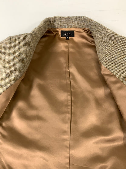 【中古品】【レディース】 A.P.C アーペーセー D-TK447 80S-90S初期 フランス製 WOOL JACKET ウールジャケット ヴィンテージ 上着 アウター 169-260812-hu-15-min サイズ：M カラー：ベージュ/ブラウン系 万代Net店