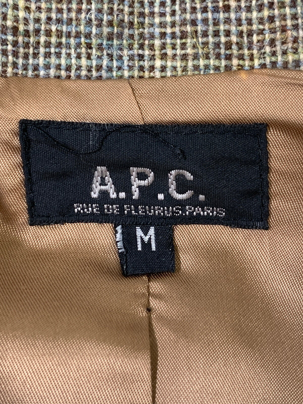 【中古品】【レディース】 A.P.C アーペーセー D-TK447 80S-90S初期 フランス製 WOOL JACKET ウールジャケット ヴィンテージ 上着 アウター 169-260812-hu-15-min サイズ：M カラー：ベージュ/ブラウン系 万代Net店