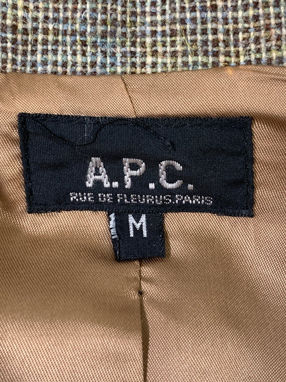 【中古品】【レディース】 A.P.C アーペーセー D-TK447 80S-90S初期 フランス製 WOOL JACKET ウールジャケット ヴィンテージ 上着 アウター 169-260812-hu-15-min サイズ：M カラー：ベージュ/ブラウン系 万代Net店