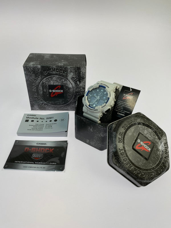 【中古美品】【メンズ】 G-SHOCK ジーショック GA-100B-7A アナデジ 樹脂バンド メンズ 腕時計 スポーツ カジュアル ２０気圧防水 196-250418-em-13-min カラー：ホワイト 万代Net店