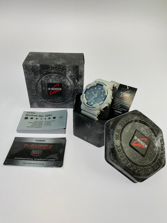 【LIFTる。景品】【中古美品】【メンズ】 G-SHOCK ジーショック GA-100B-7A アナデジ 樹脂バンド メンズ 腕時計 スポーツ カジュアル ２０気圧防水 196-250418-em-13-min カラー：ホワイト 万代Net店