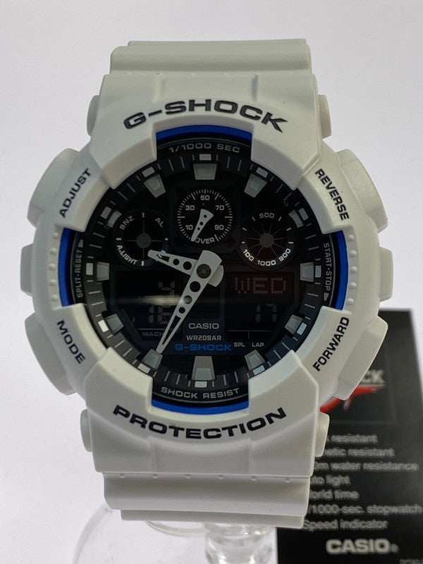 【中古美品】【メンズ】 G-SHOCK ジーショック GA-100B-7A アナデジ 樹脂バンド メンズ 腕時計 スポーツ カジュアル ２０気圧防水 196-250418-em-13-min カラー：ホワイト 万代Net店