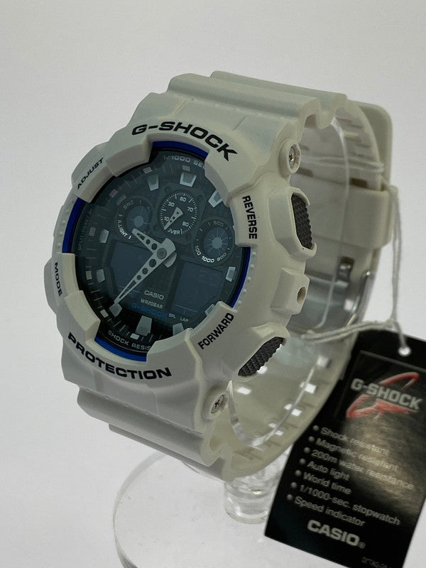 【中古美品】【メンズ】 G-SHOCK ジーショック GA-100B-7A アナデジ 樹脂バンド メンズ 腕時計 スポーツ カジュアル ２０気圧防水 196-250418-em-13-min カラー：ホワイト 万代Net店