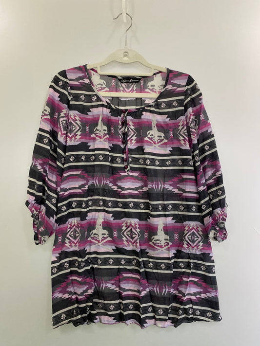 【中古美品】【レディース】 HYSTERIC GLAMOUR ヒステリックグラマー 0112AH04 スカル レーヨン 総柄 ブラウス トップス 170-250406-ks-01-min サイズ：F カラー：マルチカラー 万代Net店