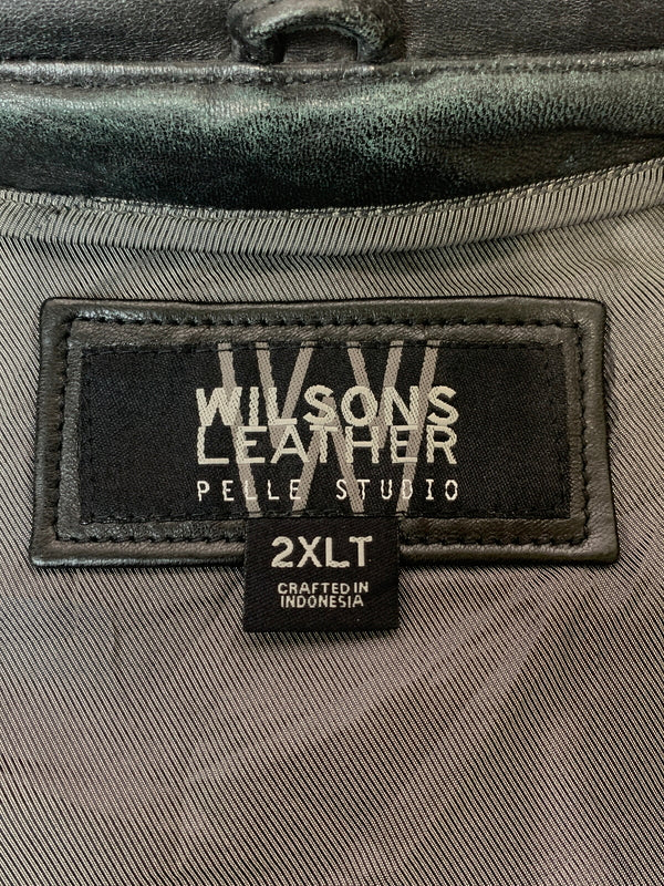 【現状渡し品】【メンズ】 WILSONS LEATHER PELLE STUDIO ウィルソンズ レザー ペレ スタジオ LEATHER JACKET レザージャケット アウター 146-260619-jt-28-min サイズ：2XL カラー：ブラック 万代Net店