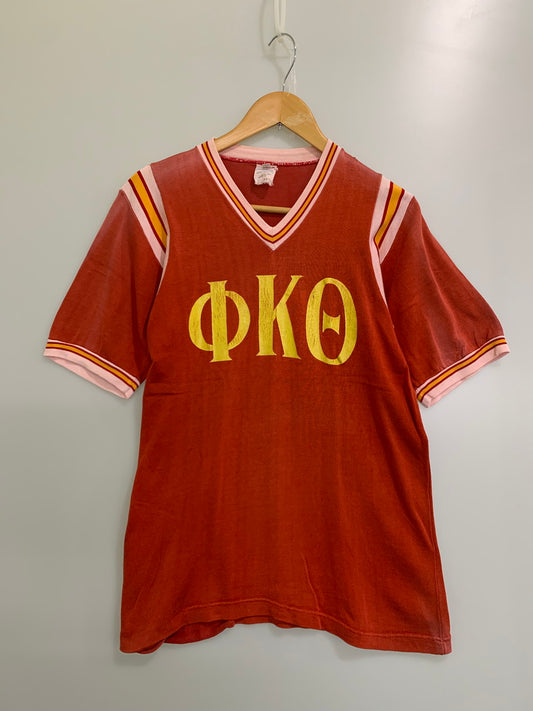 【中古品】【メンズ】 NEW ERA ニューエラ KNITTING MILLS ニッティングミルズ 60'S FOOTBALL SHIRT 60年代 フットボール シャツ 半袖 メンズ トップス 146-250330-em-07-min サイズ：L カラー：オレンジ系 万代Net店