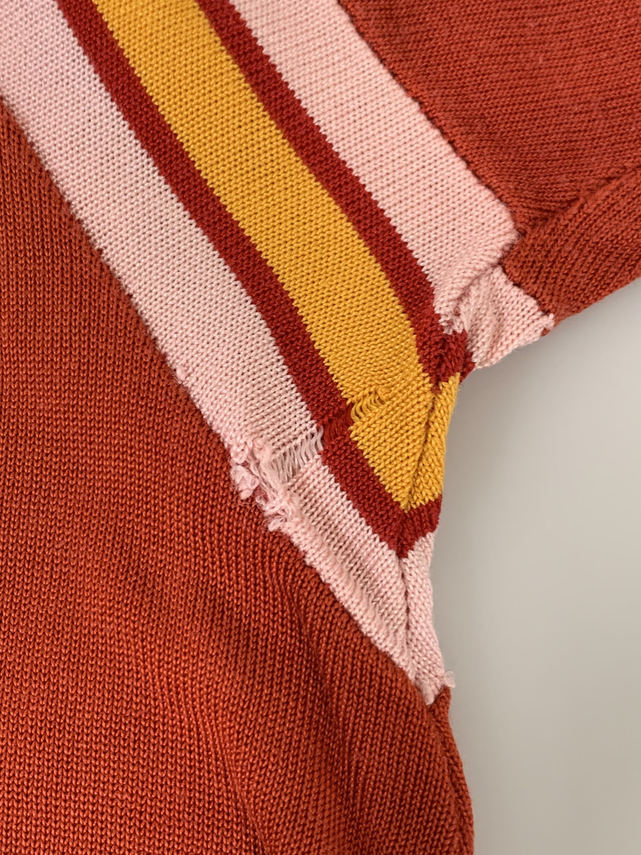 【中古品】【メンズ】 KNITTING MILLS ニッティングミルズ 60'S FOOTBALL SHIRT 60年代 フットボール シャツ 半袖 メンズ トップス 146-250330-em-07-min サイズ：L カラー：オレンジ系 万代Net店