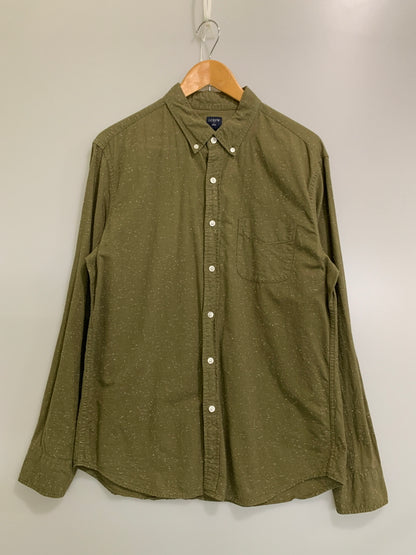 【中古品】【メンズ】 J.CREW ジェイクルー L/S COTTON SHIRT K1628 モーリシャス製 ロングスリーブ スリムマーブルコットンシャツ 長袖シャツ トップス 146-260617-yn-12-min サイズ：L カラー：オリーブグリーン 万代Net店