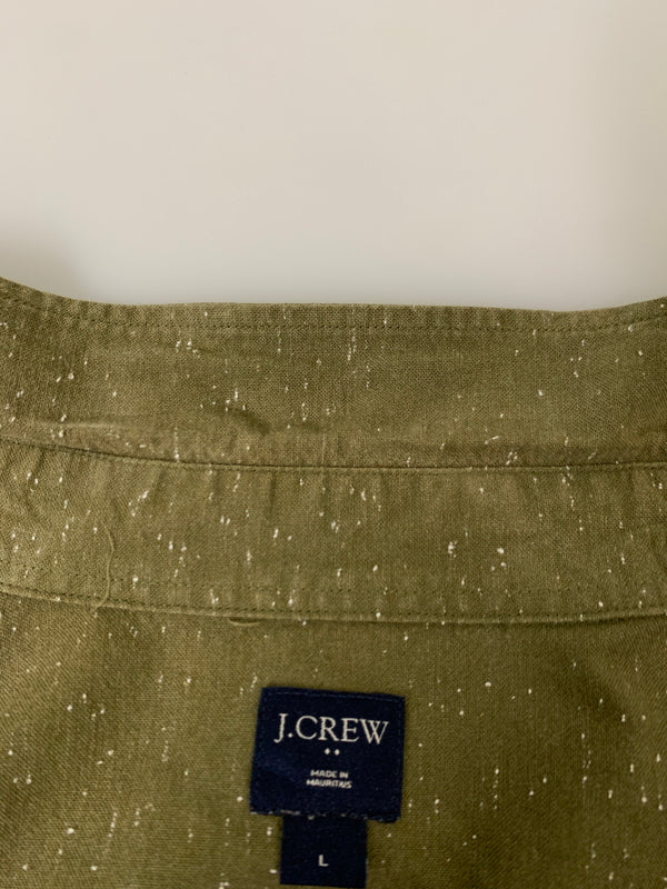 【中古品】【メンズ】 J.CREW ジェイクルー L/S COTTON SHIRT K1628 モーリシャス製 ロングスリーブ スリムマーブルコットンシャツ 長袖シャツ トップス 146-260617-yn-12-min サイズ：L カラー：オリーブグリーン 万代Net店