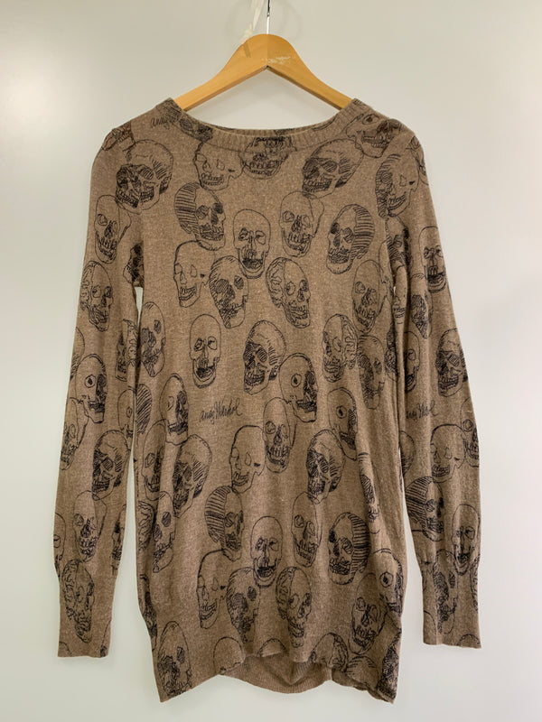 【中古品】【メンズ】 ANDYWARHOL BY HISTERIC GLAMOUR アンディウォーホル バイ ヒステリックグラマー SKULL KNIT スカル ニット メンズ 長袖 140-260709-hu-02-min サイズ：FREE カラー：ブラウン 万代Net店