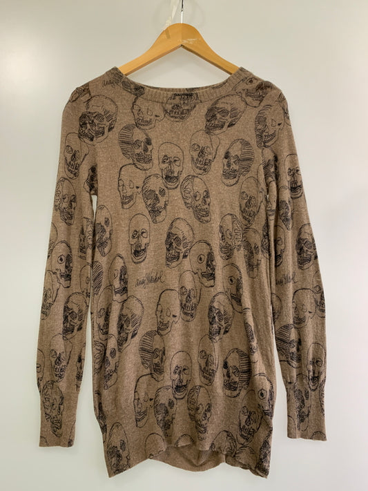 【中古品】【メンズ】 ANDYWARHOL BY HISTERIC GLAMOUR アンディウォーホル バイ ヒステリックグラマー SKULL KNIT スカル ニット メンズ 長袖 140-260709-hu-02-min サイズ：FREE カラー：ブラウン 万代Net店