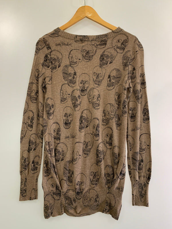 【中古品】【メンズ】 ANDYWARHOL BY HISTERIC GLAMOUR アンディウォーホル バイ ヒステリックグラマー SKULL KNIT スカル ニット メンズ 長袖 140-260709-hu-02-min サイズ：FREE カラー：ブラウン 万代Net店