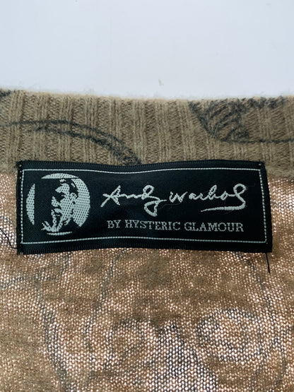 【中古品】【メンズ】 ANDYWARHOL BY HISTERIC GLAMOUR アンディウォーホル バイ ヒステリックグラマー SKULL KNIT スカル ニット メンズ 長袖 140-260709-hu-02-min サイズ：FREE カラー：ブラウン 万代Net店