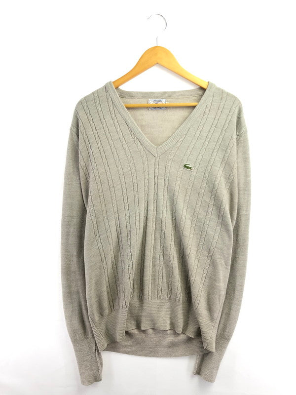 【中古品】【メンズ】 IZOD LACOSTE アイゾッド ラコステ 70～80's V NECK LS KNIT 70～80年代 Vネック ロングスリーブ ニット トップス ヴィンテージ 146-260913-rt-16-tagh サイズ：L カラー：グレー 万代Net店