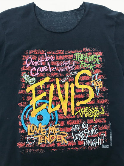 【中古品】【メンズ】 ELVIS PRESLEY エルヴィス プレスリー 90's GRAFFITI S/S TEE 90年代 グラフィティ Tシャツ 半袖Tシャツ ストリートアート トップス 146-260511-ty-06-tagh サイズ：サイズ表記なし 下記参照 カラー：ブラック 万代Net店