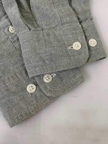 【中古品】【メンズ】 EDDIE BAUER エディー バウアー 90S COTTON SHIRT コットン 長袖 シャツ トップス 146-250403-cn-6-min サイズ：M カラー：グレー系 万代Net店