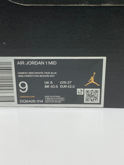 【中古品】【メンズ】 NIKE ナイキ DQ8426-014 AIR JORDAN 1 MID TRUE BLUE エアジョーダン ワン スニーカー シューズ 靴 160-250402-cn-5-min サイズ：27cm カラー：CEMENT GREY/WHITE TRUE BLUE 万代Net店