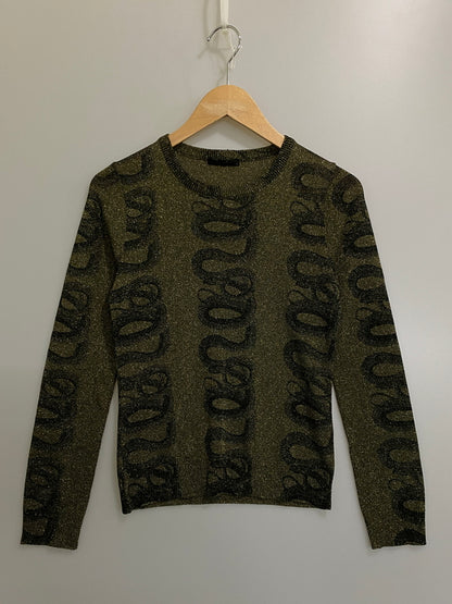【中古品】【メンズ】 HYSTERIC GLAMOUR ヒステリックグラマー 90's SNAKE L/S TEE 90年代 スネーク ラメ ロングスリーブTシャツ トップス 140-260709-yn-02-min サイズ：FREE カラー：オリーブ系/ゴールドラメ 万代Net店