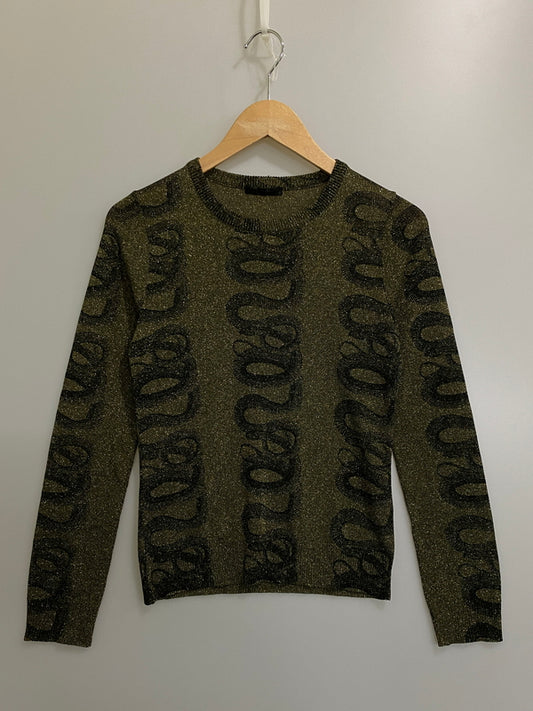 【中古品】【メンズ】 HYSTERIC GLAMOUR ヒステリックグラマー 90's SNAKE L/S TEE 90年代 スネーク ラメ ロングスリーブTシャツ トップス 140-260709-yn-02-min サイズ：FREE カラー：オリーブ系/ゴールドラメ 万代Net店