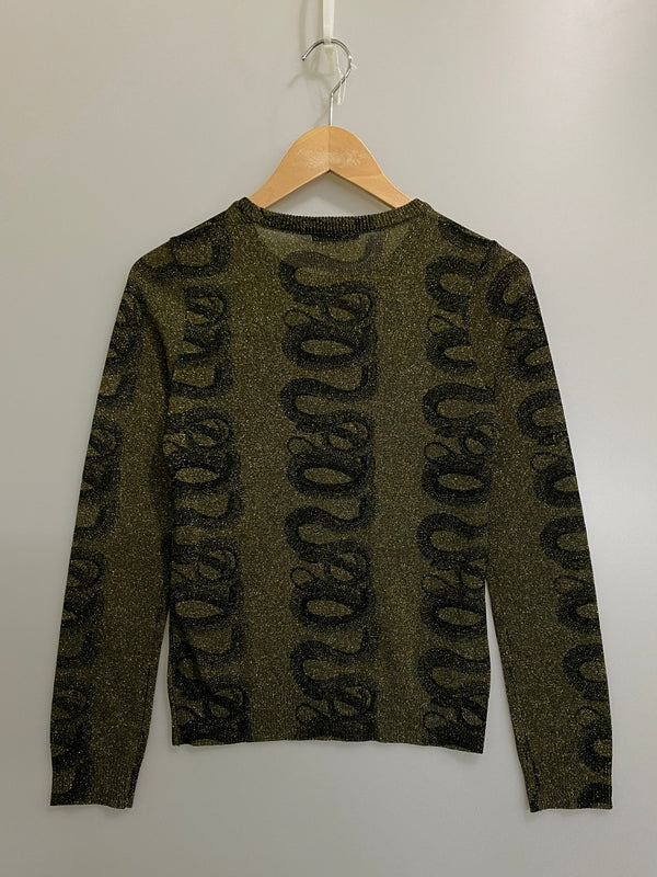 【中古品】【メンズ】 HYSTERIC GLAMOUR ヒステリックグラマー 90's SNAKE L/S TEE 90年代 スネーク ラメ ロングスリーブTシャツ トップス 140-260709-yn-02-min サイズ：FREE カラー：オリーブ系/ゴールドラメ 万代Net店