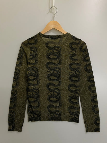 【中古品】【メンズ】 HYSTERIC GLAMOUR ヒステリックグラマー 90's SNAKE L/S TEE 90年代 スネーク ラメ ロングスリーブTシャツ トップス 140-260709-yn-02-min サイズ：FREE カラー：オリーブ系/ゴールドラメ 万代Net店