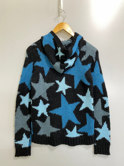 【中古品】【メンズ】 HYSTERIC GLAMOUR ヒステリックグラマー STAR FULL ZIP KNIT PARKA 初期 スター フルジップ ニットパーカー トップス 140-260709-yn-01-min サイズ：FREE カラー：ブラック 万代Net店