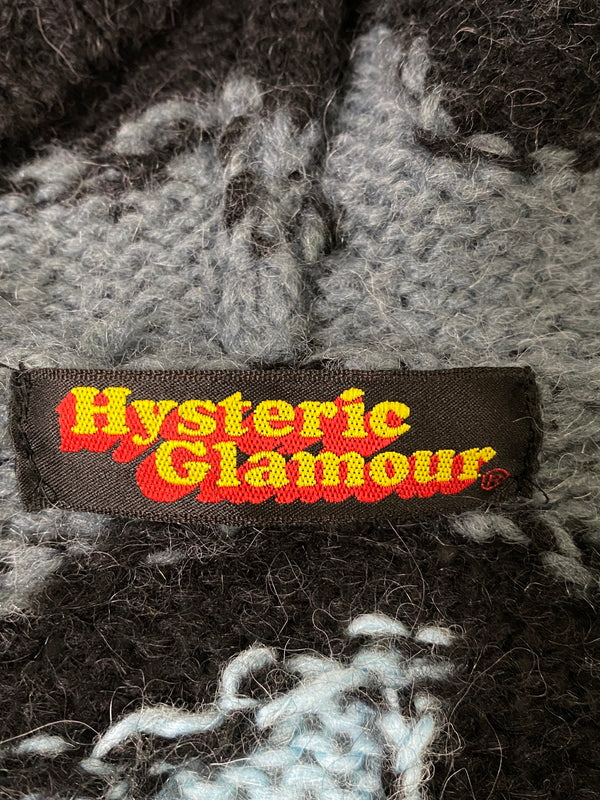【中古品】【メンズ】 HYSTERIC GLAMOUR ヒステリックグラマー STAR FULL ZIP KNIT PARKA 初期 スター フルジップ ニットパーカー トップス 140-260709-yn-01-min サイズ：FREE カラー：ブラック 万代Net店