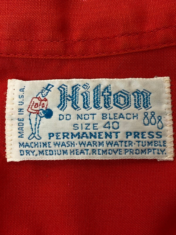 【現状渡し品】【メンズ】 HILTON ヒルトン PERMANENT PRESSタグ 70S USA製 SS BOWLING SHIRT ボウリングシャツ トップス 146-250405-ks-11-min サイズ：40 カラー：レッド系 万代Net店