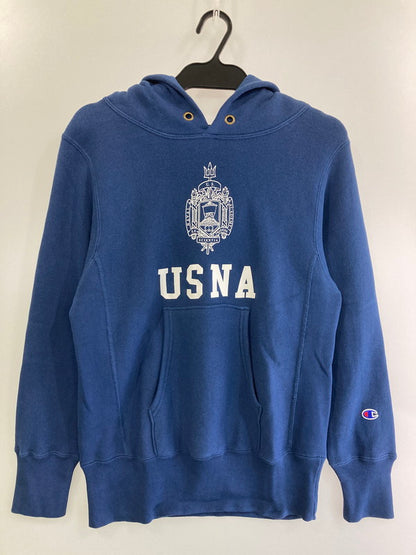【中古品】【メンズ】 Champion チャンピオン USNA REVERSE WEAVE HOODIE 青単復刻 リバースウィーブ パーカー メンズ トップス フーディー プリント 148-250409-em-25-min サイズ：S カラー：ネイビー 万代Net店