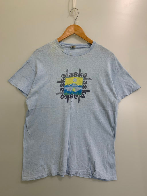 【現状渡し品】【メンズ】 HANES ヘインズ 70'S "ASKA" S S TEE ショートスリーブ 146-250412-AS-1-min サイズ：XL(46-48) カラー：ブルー 万代Net店