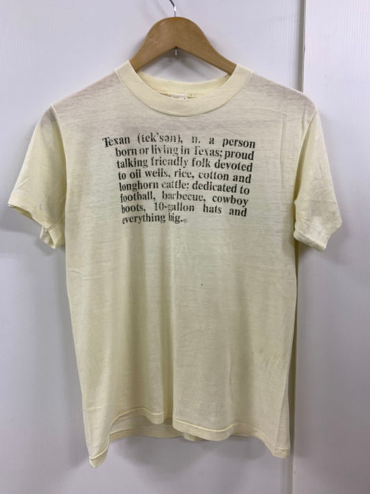 【現状渡し品】【メンズ】 SPORTS WEAR スポーツウェア 70-80'S "TEXAN 辞書" S S TEE 146-250414-AS-33-min サイズ：M カラー：ベージュ 万代Net店