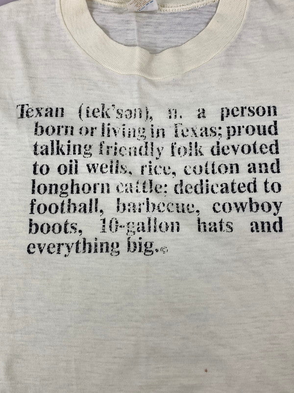 【現状渡し品】【メンズ】 SPORTS WEAR スポーツウェア 70-80'S "TEXAN 辞書" S S TEE 146-250414-AS-33-min サイズ：M カラー：ベージュ 万代Net店