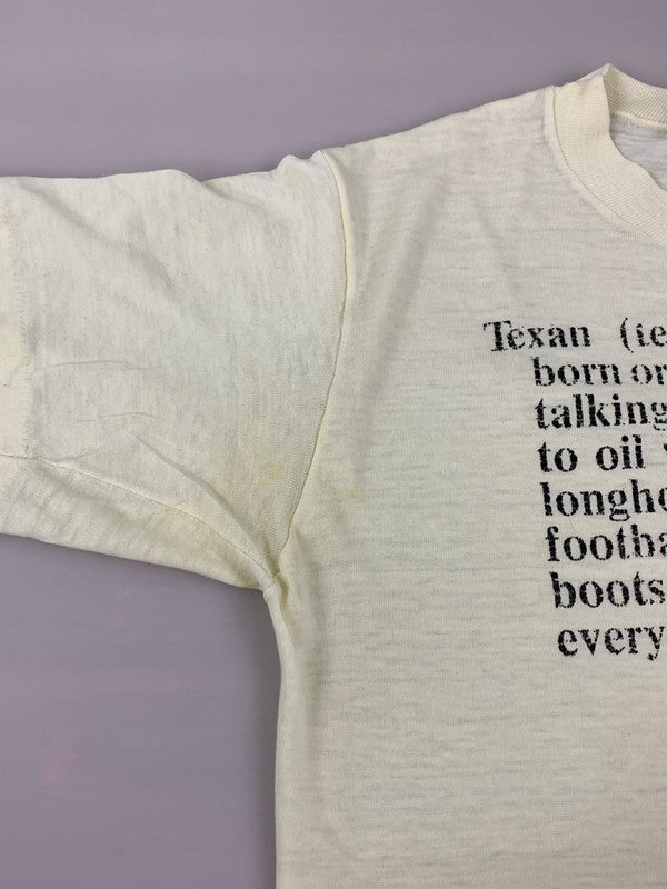 【現状渡し品】【メンズ】 SPORTS WEAR スポーツウェア 70-80'S "TEXAN 辞書" S S TEE 146-250414-AS-33-min サイズ：M カラー：ベージュ 万代Net店