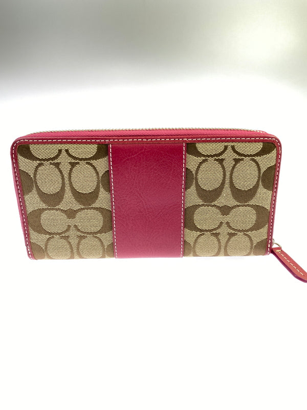【中古品】【レディース】 COACH コーチ SKHRA ROUND ZIP WALLET 43439 ラウンドファスナーウォレット 長財布 181-260806-yn-12-min カラー：PINK/BROWN 万代Net店