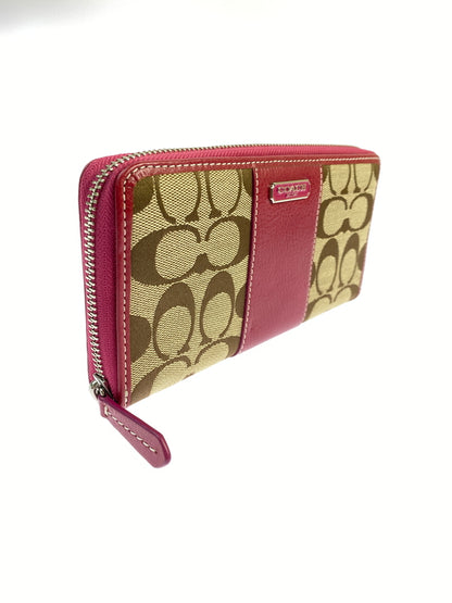 【中古品】【レディース】 COACH コーチ SKHRA ROUND ZIP WALLET 43439 ラウンドファスナーウォレット 長財布 181-260806-yn-12-min カラー：PINK/BROWN 万代Net店