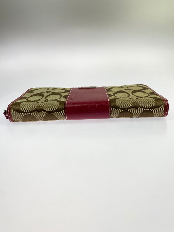 【中古品】【レディース】 COACH コーチ SKHRA ROUND ZIP WALLET 43439 ラウンドファスナーウォレット 長財布 181-260806-yn-12-min カラー：PINK/BROWN 万代Net店