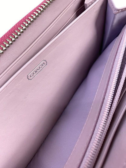【中古品】【レディース】 COACH コーチ SKHRA ROUND ZIP WALLET 43439 ラウンドファスナーウォレット 長財布 181-260806-yn-12-min カラー：PINK/BROWN 万代Net店