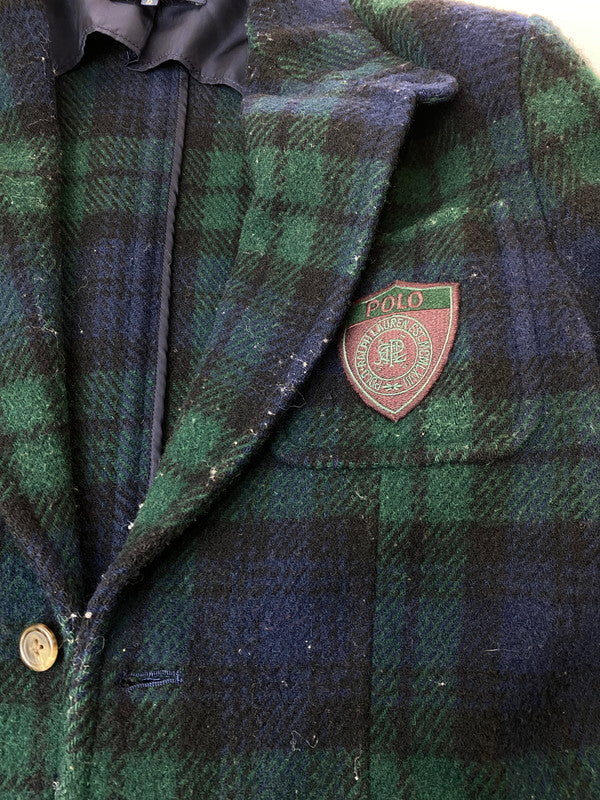 【中古品】【メンズ】 POLO RALPH LAUREN ポロ・ラルフローレン 6427 80S 90S ブラックウォッチ 2B ウールジャケット 146-250411-ks-33-min サイズ：9 カラー：ブルー/グリーン 万代Net店