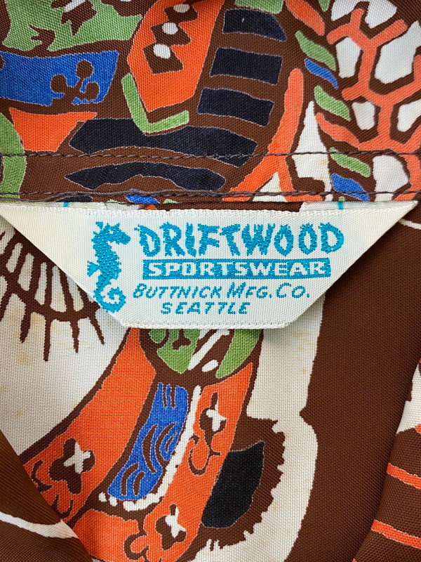 【現状渡し品】【メンズ】 SUN SURF サンサーフ SS20880 SPECIAL EDITION実名復刻DRIFT WOOD SPORTSWEARRAYON L S THE BOYS FESTIVAL Style シャツ トップス 145-250411-ks-44-min カラー：ブラウン系 万代Net店