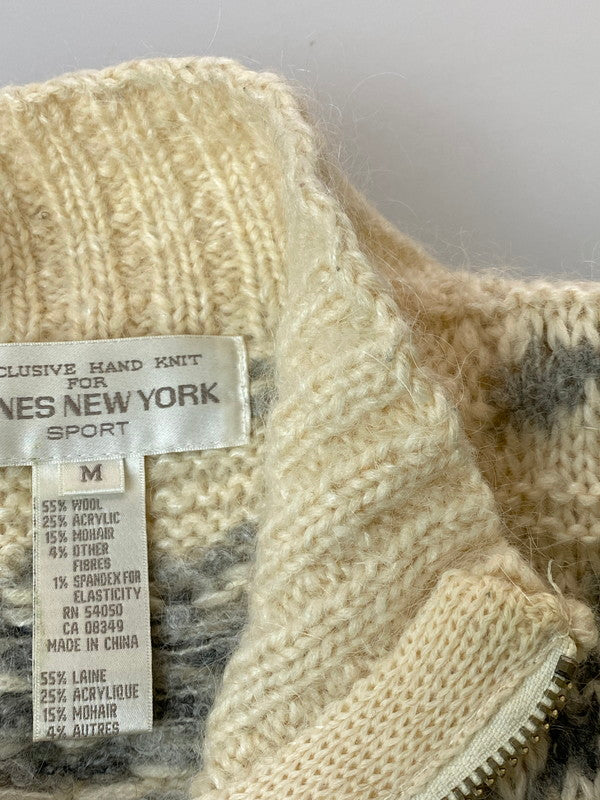 【中古品】【メンズ】 JONES NEW YORK SPORT ジョーンズ ニューヨーク スポーツ モヘア混カウチン ウール ノルディック セーター メンズ アウター 146-250427-em-17-min サイズ：M カラー：ホワイト 万代Net店