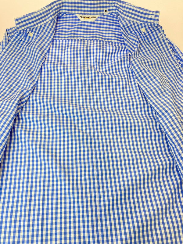 【中古品】【メンズ】 A BATHING APE アベイシングエイプ SHIRT ギンガムチェックシャツ 142-250419-ks-82-min サイズ：L カラー：ライトブルー系 万代Net店