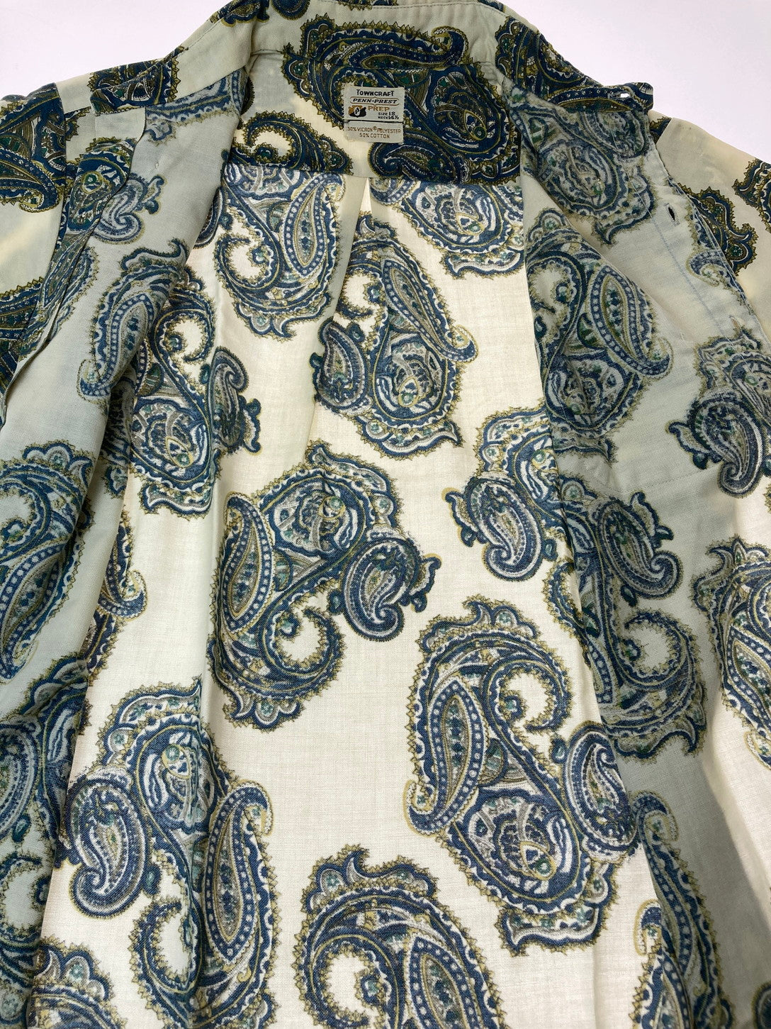 【中古品】【メンズ】 TOWNCRAFT タウンクラフト 60'S PAISLEY BD SHIRT ショートスリーブ 146-250415-AS-24-min サイズ：18 カラー：ホワイト/グリーン系 万代Net店