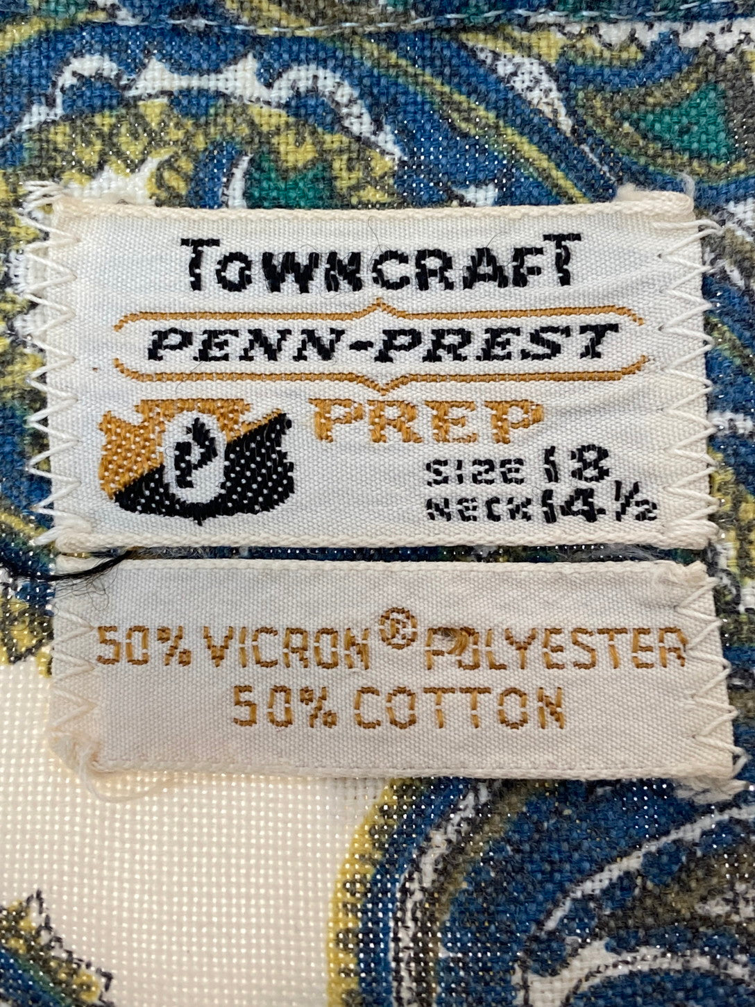 【中古品】【メンズ】 TOWNCRAFT タウンクラフト 60'S PAISLEY BD SHIRT ショートスリーブ 146-250415-AS-24-min サイズ：18 カラー：ホワイト/グリーン系 万代Net店