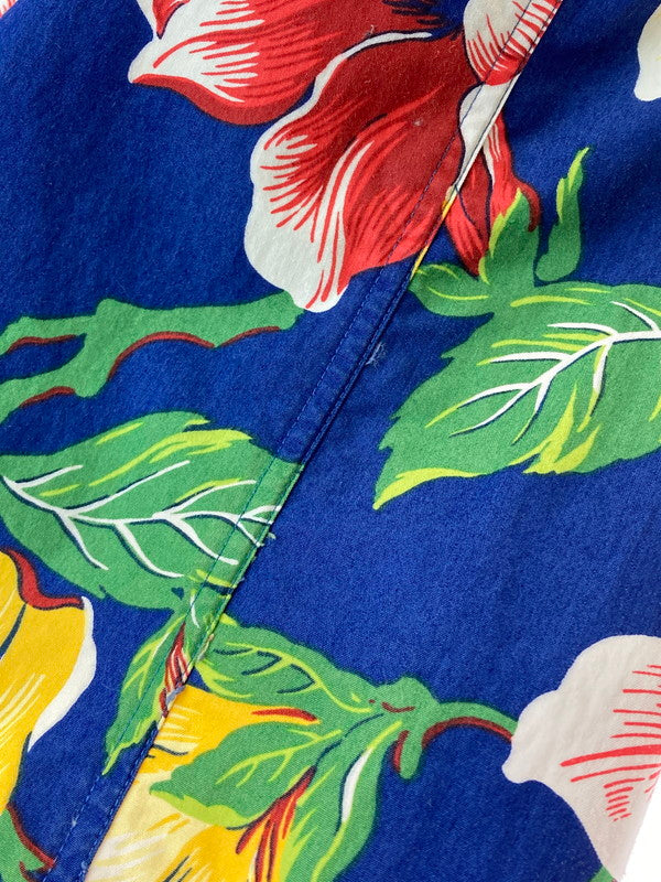 【中古品】【メンズ】 POLO RALPH LAUREN ポロ・ラルフローレン 90S HIBISCUS ALOHASHIRT ハイビスカス アロハシャツ 90年代 メンズ トップス 146-250417-em-13-min サイズ：XL カラー：ブルー 万代Net店
